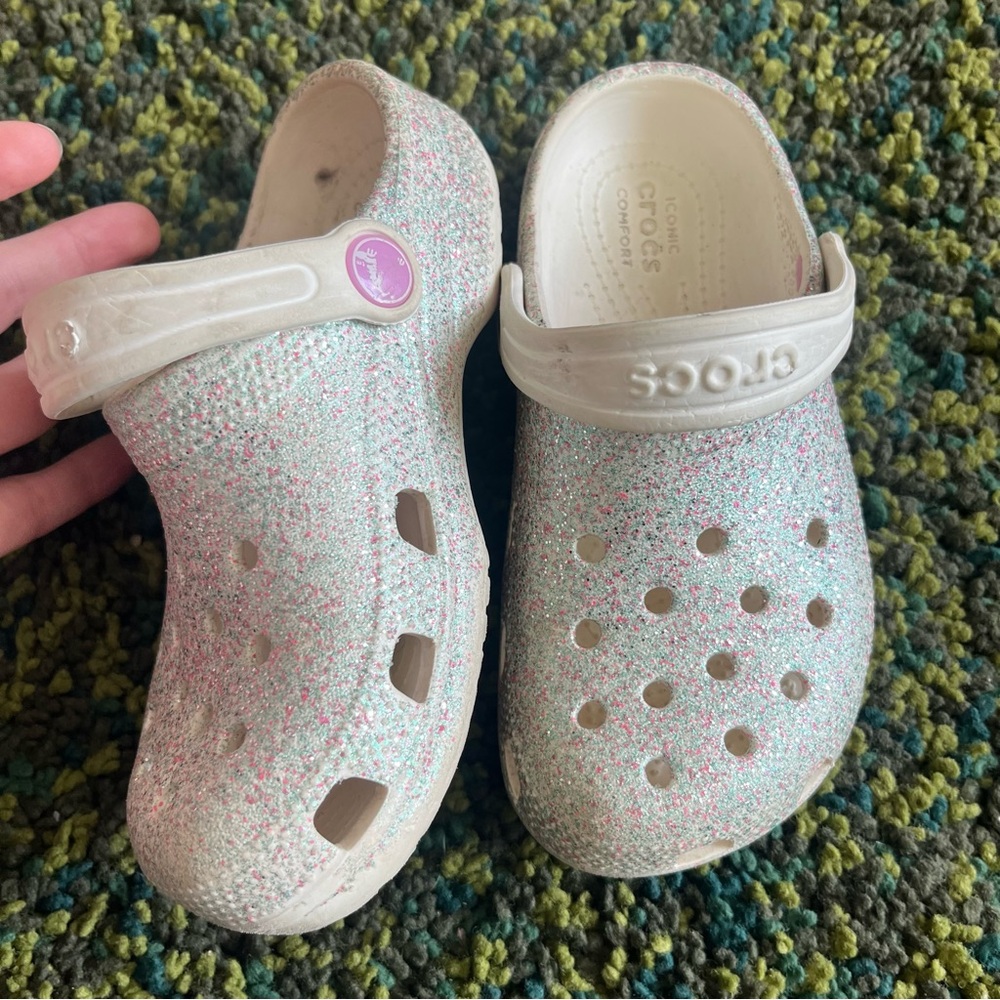 CROCS Pink and White Slippers with Signature Comfort